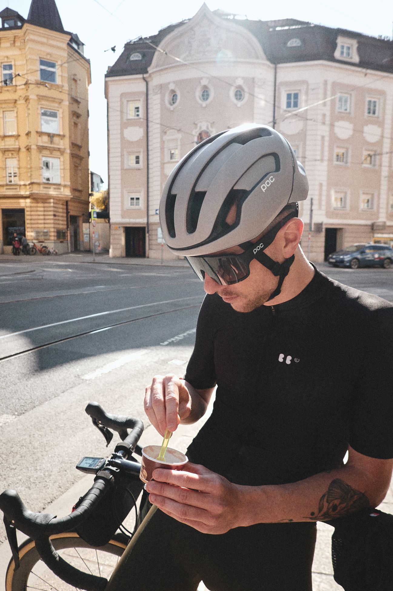 Philipp Doms enjoying a cup of ice cream in Innsbruck, Austria.